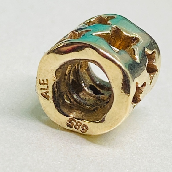 14k Yellow Gold Pandora Seeing Stars Bead Charm 750348 8mm Retired - Picture 3 of 5